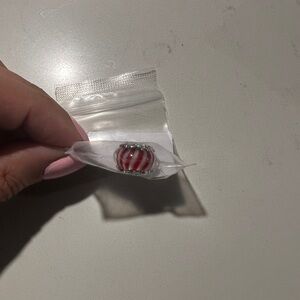 Pandora Red and White Striped Murano Glass Charm